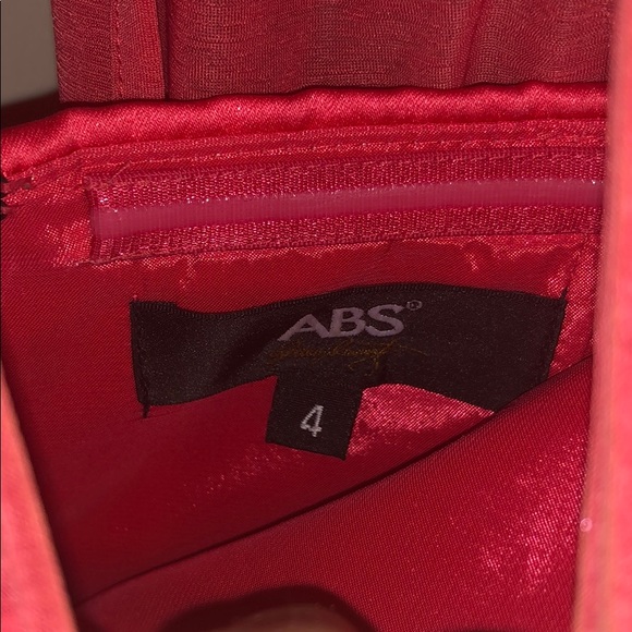 ABS coral Sheer Gown with Pleated Skirt - Picture 5 of 6